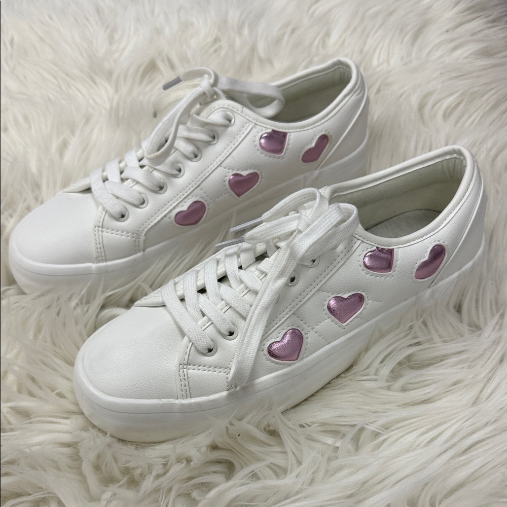 Sincerely Jules White Pink Heart Sneakers - Picture 3 of 7